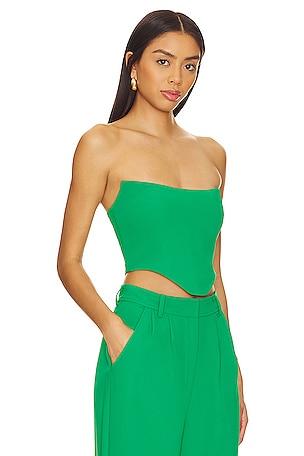 Amanda Uprichard Sabine Crop Top in in Green