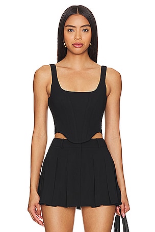 DUNDAS x REVOLVE Leather Corset Top in Black