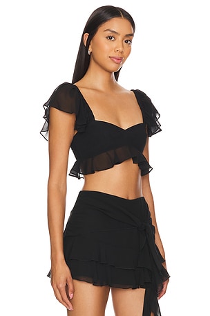 Amanda Uprichard X Revolve Aliyah Crop Top in Black