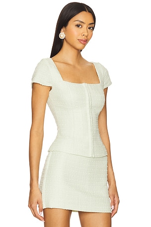 Amanda Uprichard Short Sleeve Antonia Top in Mint