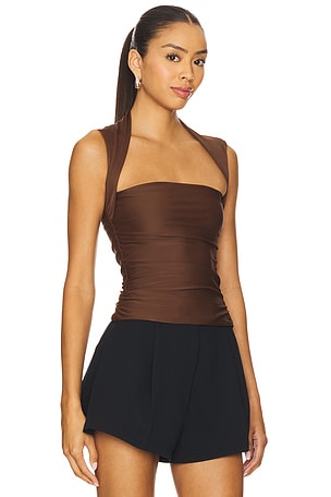 Amanda Uprichard x REVOLVE Short Sleeve Momo Top in Chocolate