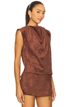 Amanda Uprichard x REVOLVE Freya Suede Top in Chocolate. Size XS. Also