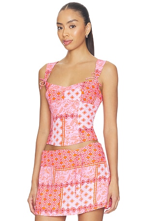 Amanda Uprichard Candice Top in Pink,Orange
