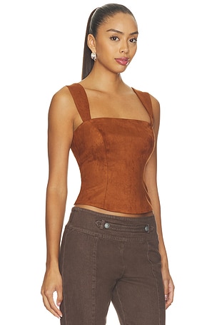 Amanda Uprichard Ceronne Suede Top in Brown