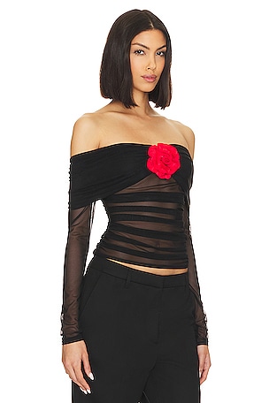 Amanda Uprichard X Revolve Nellia Blouse in Black