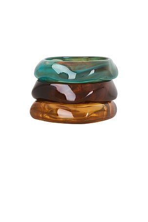 Amber Sceats Natadola Bracelet Set in Teal, Brown, Mustard