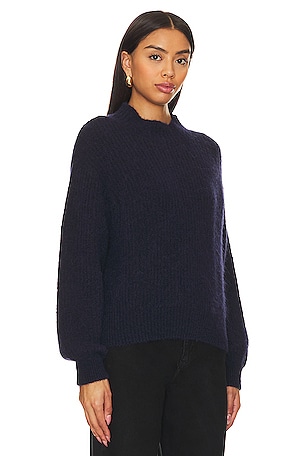 American Vintage East Mock Neck Sweater in Navy