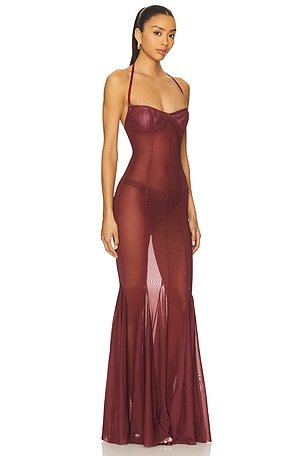 AMOR MIA Siren Maxi Dress in Wine,Burgundy