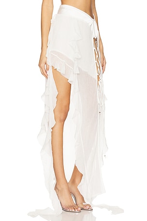 AMOR MIA Tear Maxi Skirt in White