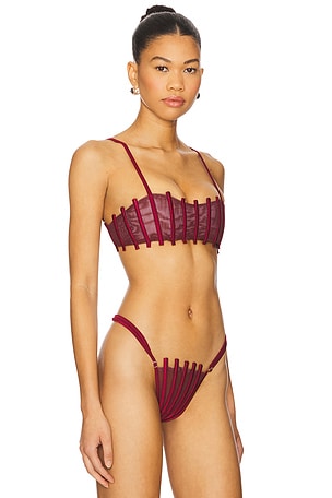 AMOR MIA Corset Bikini Top in Burgundy