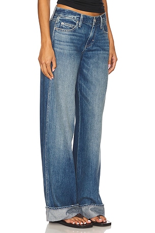 AMO Denim Sabine Cuff Wide Leg Jeans in Blue