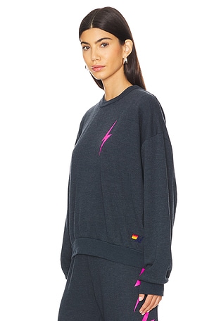 Aviator Nation Bolt 2 Relaxed Crewneck Sweatshirt in Charcoal