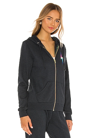 Aviator Nation Bolt Zip Hoodie in Charcoal