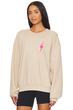 Aviator Nation Bolt 2 Relaxed Crewneck Sweatshirt in Beige