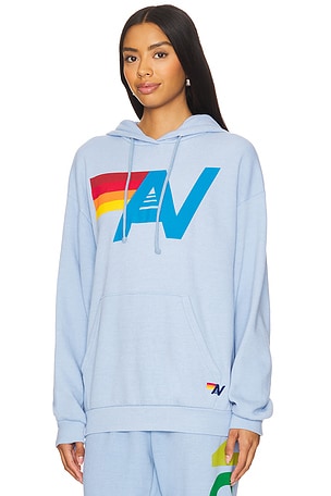 Aviator Nation Logo Stitch Pullover Hoodie in Baby Blue