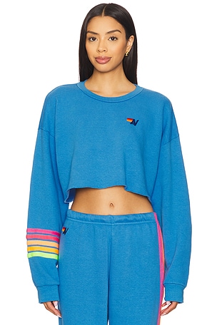 Rugby Stitch Relaxed Cropped Crew Sweatshirt Aviator Nation