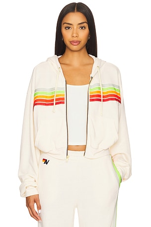 5 Stripe Cropped Zip Hoodie Aviator Nation