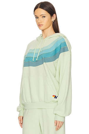 Aviator Nation Wave Stripe 4 Relaxed Pullover Hoodie in Green
