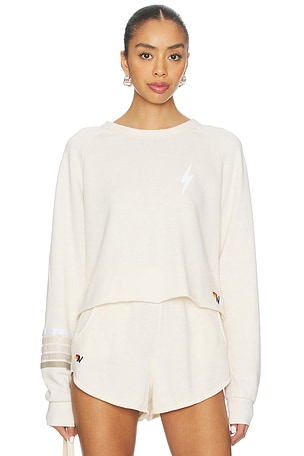 Bolt Rugby Stitch Cropped Crew Sweatshirt Aviator Nation