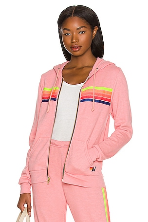 NWT Aviator Nation 5 Stripe 2024 Hoodie- Petal/Neon Rainbow SOLD OUT