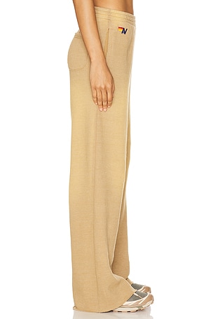Aviator Nation Essential Wide Leg Pocket Sweatpant in Tan
