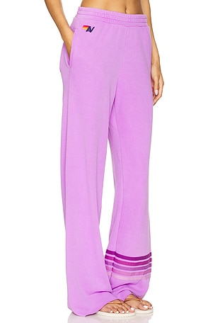 Aviator Nation Rugby Stitch Wide Leg Pocket Sweatpant in Purple