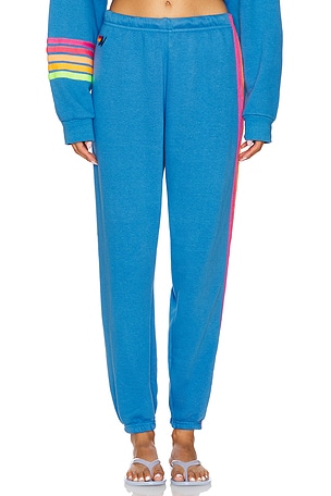Aviator Nation 5 Stripe Sweatpant in Blue
