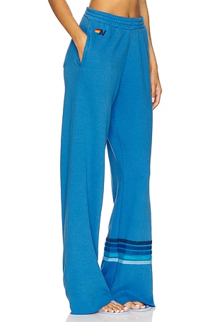 Aviator Nation Rugby Stitch Wide Leg Pocket Sweatpant in Blue