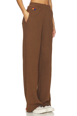 Aviator Nation 5 Stripe Wide Leg Pocket Sweatpant in Brown