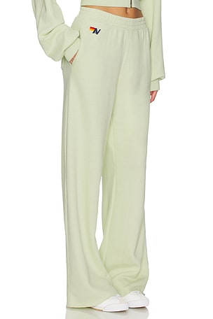 Aviator Nation 5 Stripe Wide Leg Pocket Sweatpant in Green