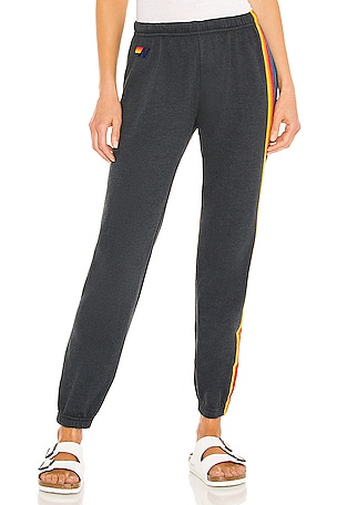 Aviator Nation 5 Stripe Sweatpant in Black