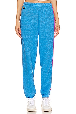 Aviator Nation X Revolve 5 Stripe Sweatpant in Blue