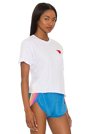 Aviator Nation Heart Embroidery Tee White in White