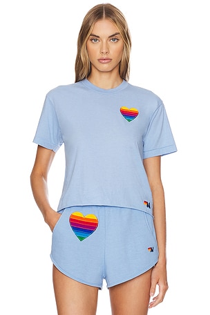 Rainbow Heart Stitch Boyfriend T-shirt Aviator Nation
