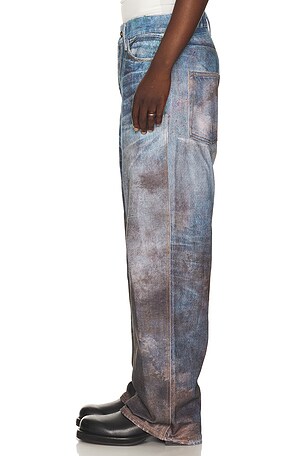 Andersson Bell Unisex Festival Mud Printed Jeans in Blue