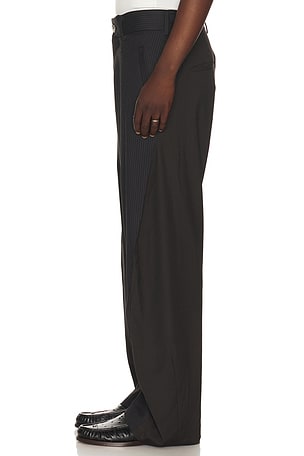 Andersson Bell Twisted Seam Stripewide Leg Trousers in Black