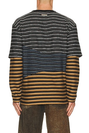 Andersson Bell Multi Stripe Long Sleeve Tee in Black