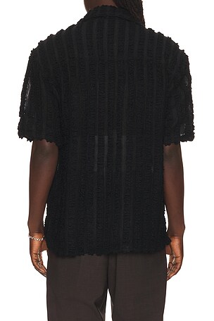 Andersson Bell Kenley Knitted Open Collar Shirt in Black