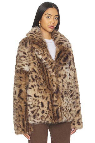 Aniye By Roxette Faux Fur Jacket in Brown