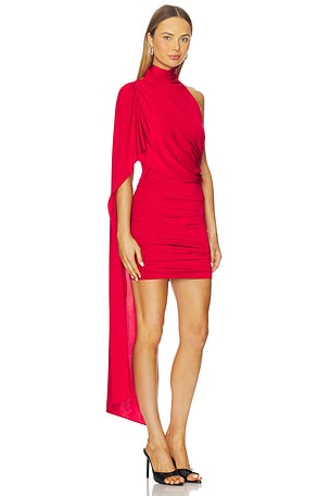The Andamane Waverly Mini Cape-effect Mini Dress in Red