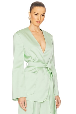 The Andamane Wes Collarless Blazer in Mint