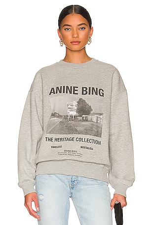 ANINE BING Kenny Sweatshirt Motel in Heather Grey | REVOLVE
