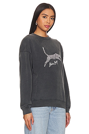 ANINE BING Spencer Sweatshirt Spotted Leopard in Black