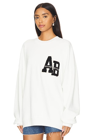 ANINE BING Miles Letterman Sweatshirt in White
