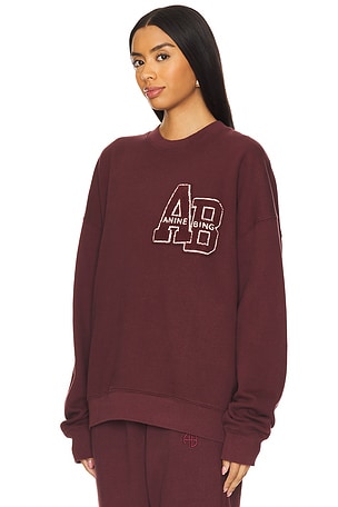 ANINE BING Miles Oversized Sweatshirt Letterman in Burgundy