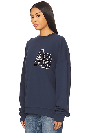 ANINE BING Miles Oversized Letterman Sweatshirt in Navy