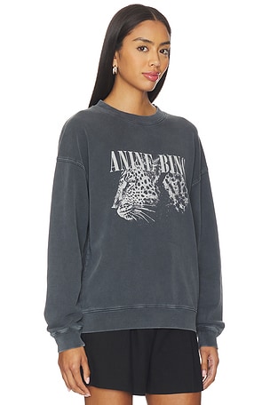 ANINE BING Spencer Leopard Sweatshirt in Charcoal