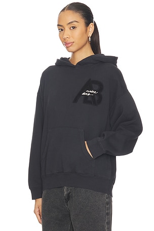 ANINE BING Jaci Hoodie Letterman in Black