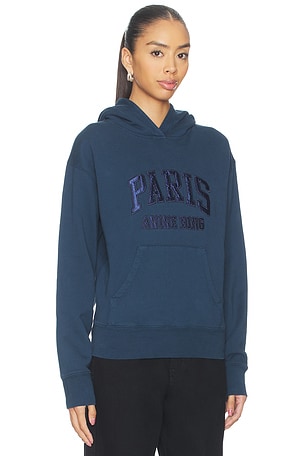 ANINE BING Debbie Shrunken Hoodie Paris in Navy