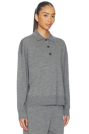 ANINE BING Lee Polo Sweater in in Grey